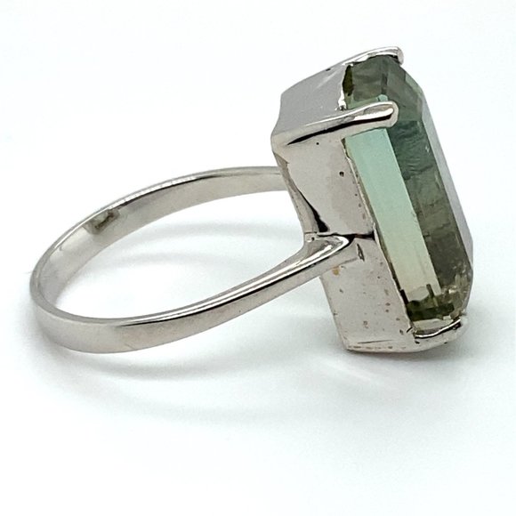 Bi Color Tourmaline 12.20ct Solid 14K White Gold Ring - Picture 4 of 6
